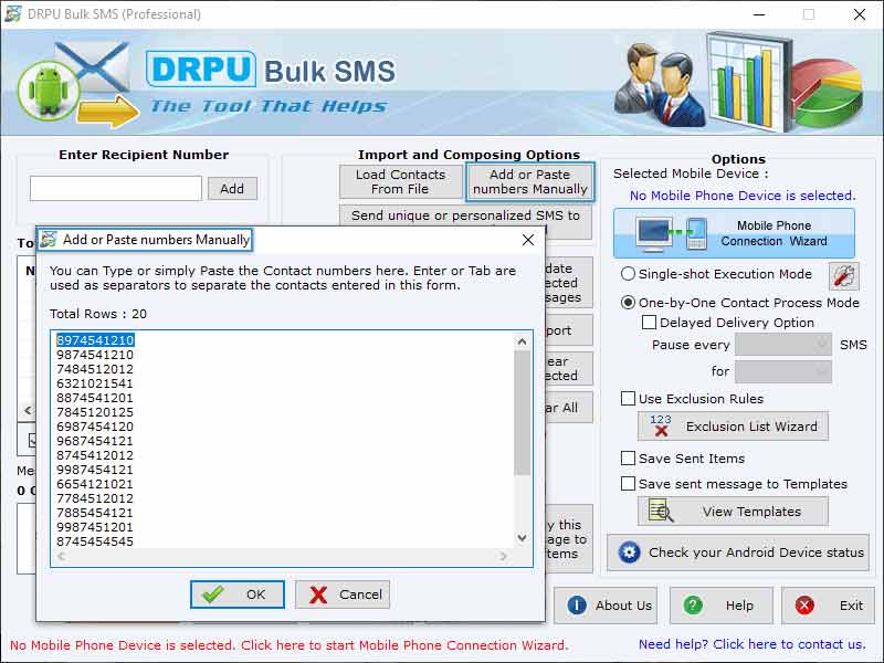 Screenshot of Professional Bulk SMS Messaging Software