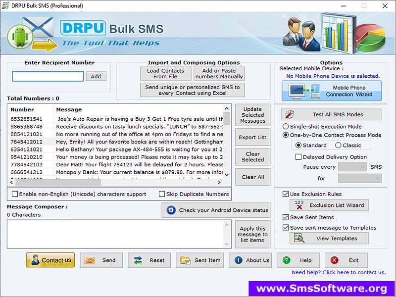 Screenshot of Bulk SMS Software 9.1.4.2