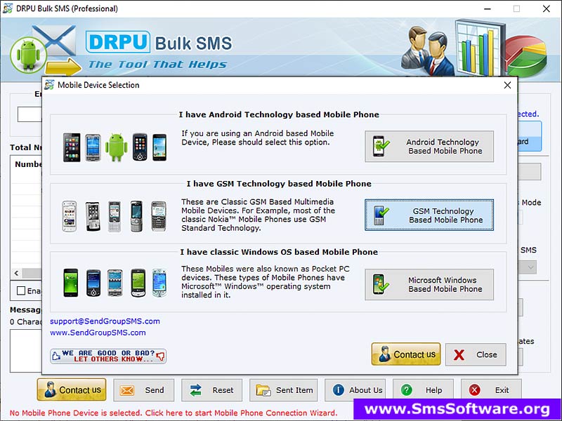 Bulk SMS for GSM Mobile Phones 8.3.7 full