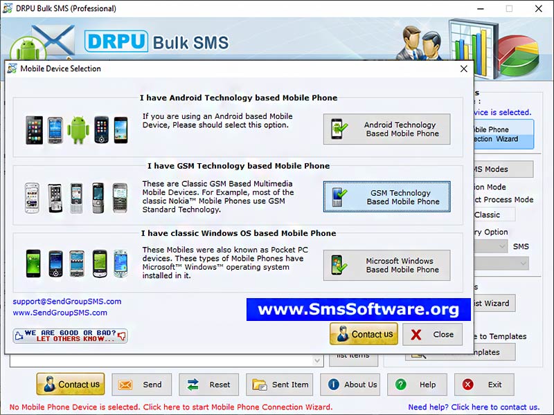 Screenshot of GSM Bulk SMS Software