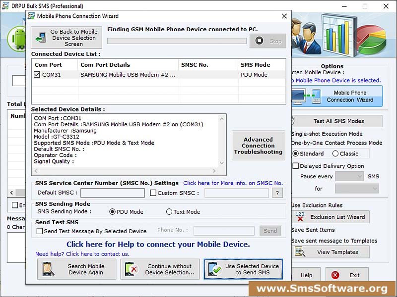 Screenshot of SMS Software GSM