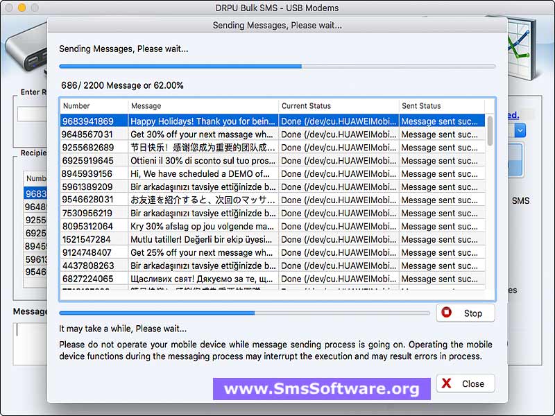 Screenshot of Free Mac Bulk SMS Modem