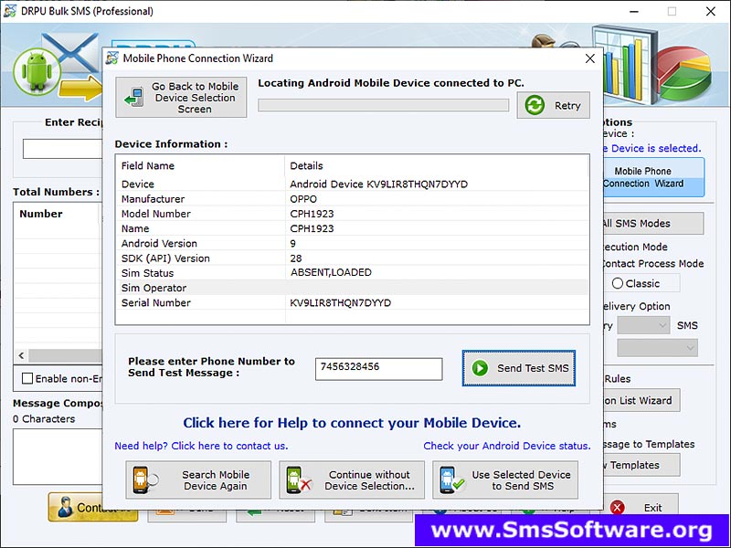 Screenshot of Bulk SMS Sender Tool 9.4.3.2