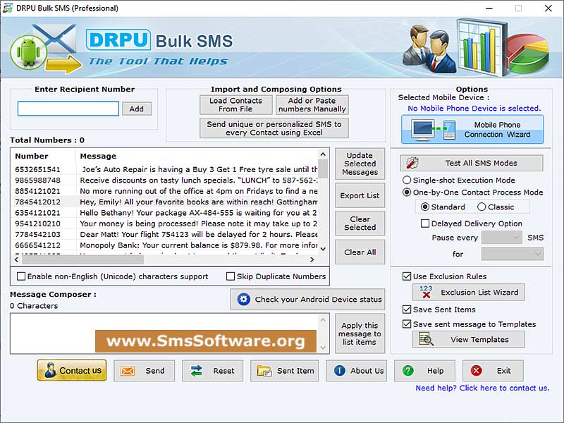 Screenshot of Professional SMS Software