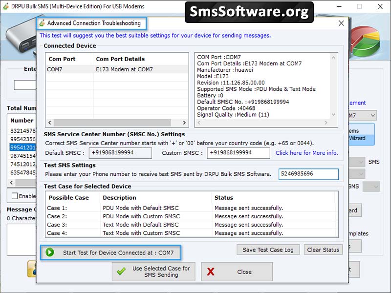 Screenshot of USB Modem Bulk Text SMS