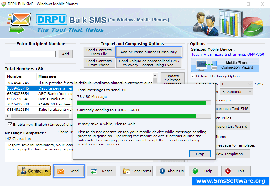 Running Status of Messages Sending Process