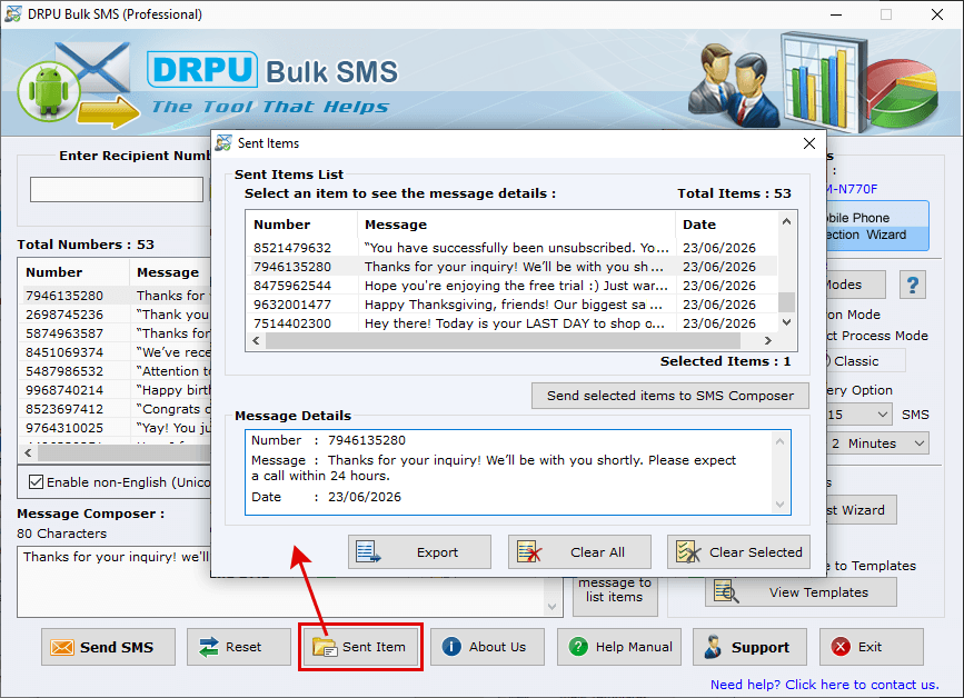 SMS Sending Process SMS Sending Process
