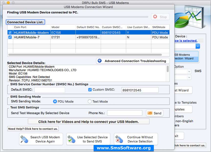 Mac Bulk SMS Software for USB Modems