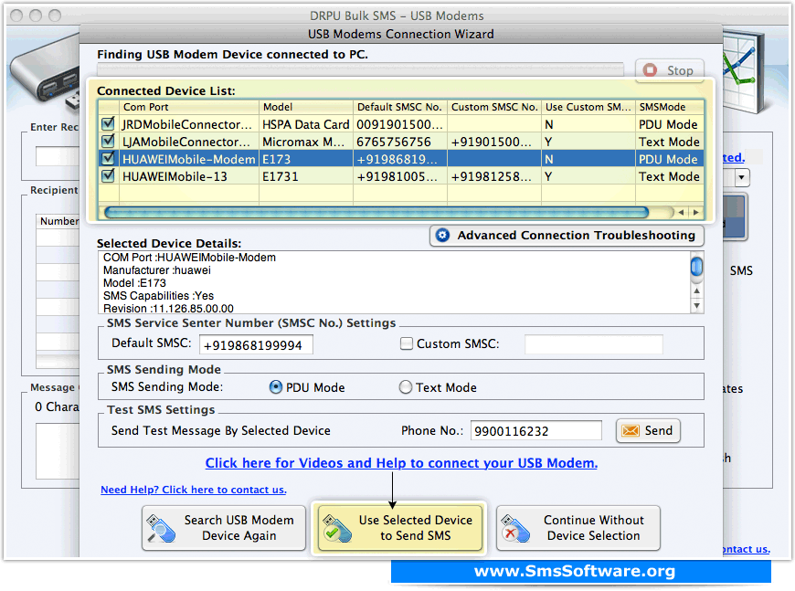 Mac Bulk SMS Software for USB Modems