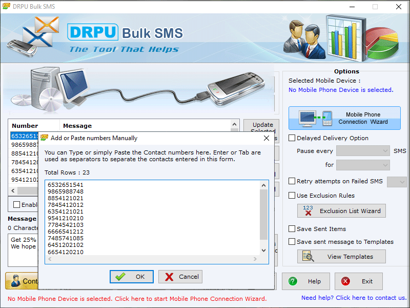 Excel Bulk SMS Sender using GSM Phone