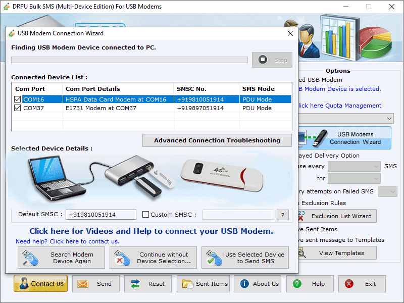 Screenshot of Bulk SMS Software for USB Modems 9.3.2.6