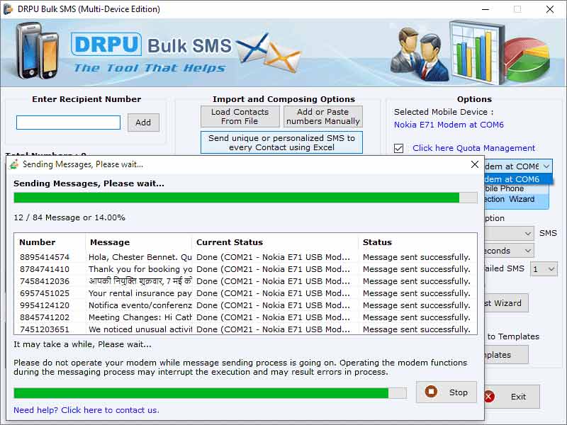 Multiple Devices Bulk SMS Messaging Tool